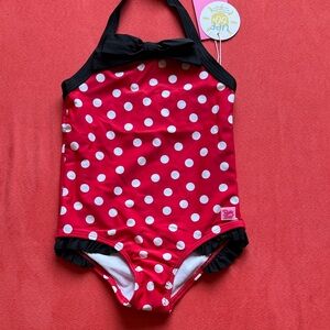 Rufflebutts Vintage Polka Dot Halter Swimwear one piece